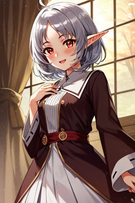 13607-1007994674-masterpiece, best quality , (red eyes_1.2), silver hair,  (Sylphiette_0.8),  ahoge, small breast , short hair, white dress, long.png